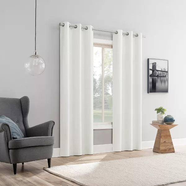 2pc 37"x84" Sun Zero Blackout Wylder Fashion Thermal Grommet Curtain Panel Pair Pearl