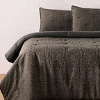 Twin/Twin Extra Long Geo Quilt and Sham Set Dark Gray - Opalhouse designed with Jungalow: Polyester Jacquard Bedding Set