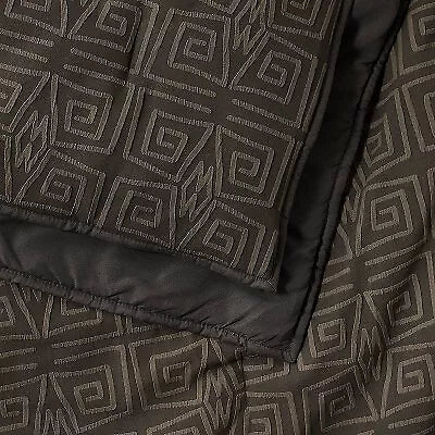 Twin/Twin Extra Long Geo Quilt and Sham Set Dark Gray - Opalhouse designed with Jungalow: Polyester Jacquard Bedding Set