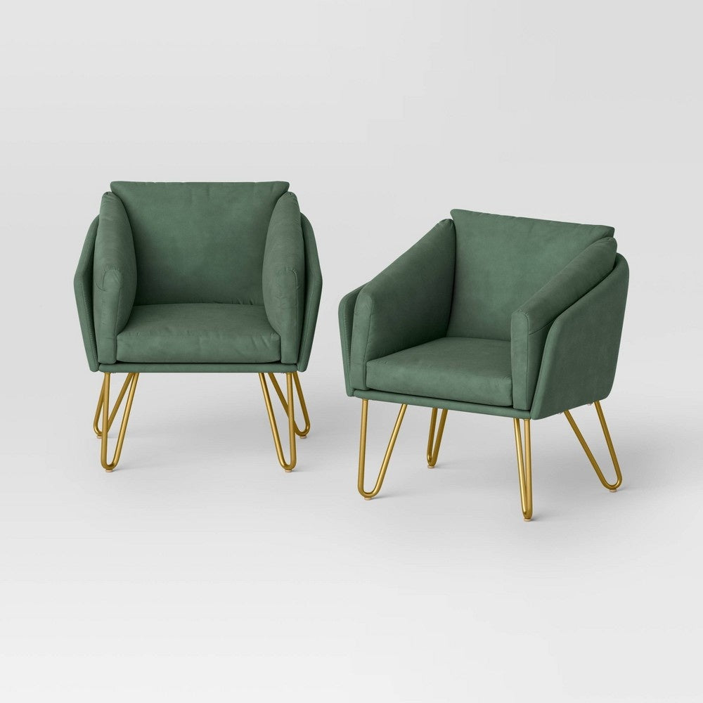 2pc Liana Upholstered Steel Outdoor Patio Chairs: Gold Frame, Weather-Resistant - Threshold™