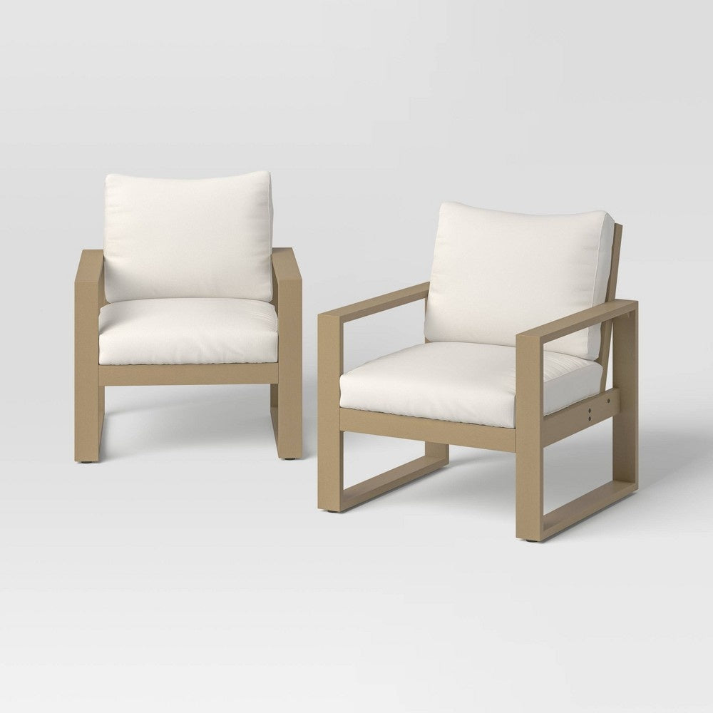 2pc Esker Recycled Resin Outdoor Patio Chairs, Club Chairs, Accent Chairs Brown - Threshold™