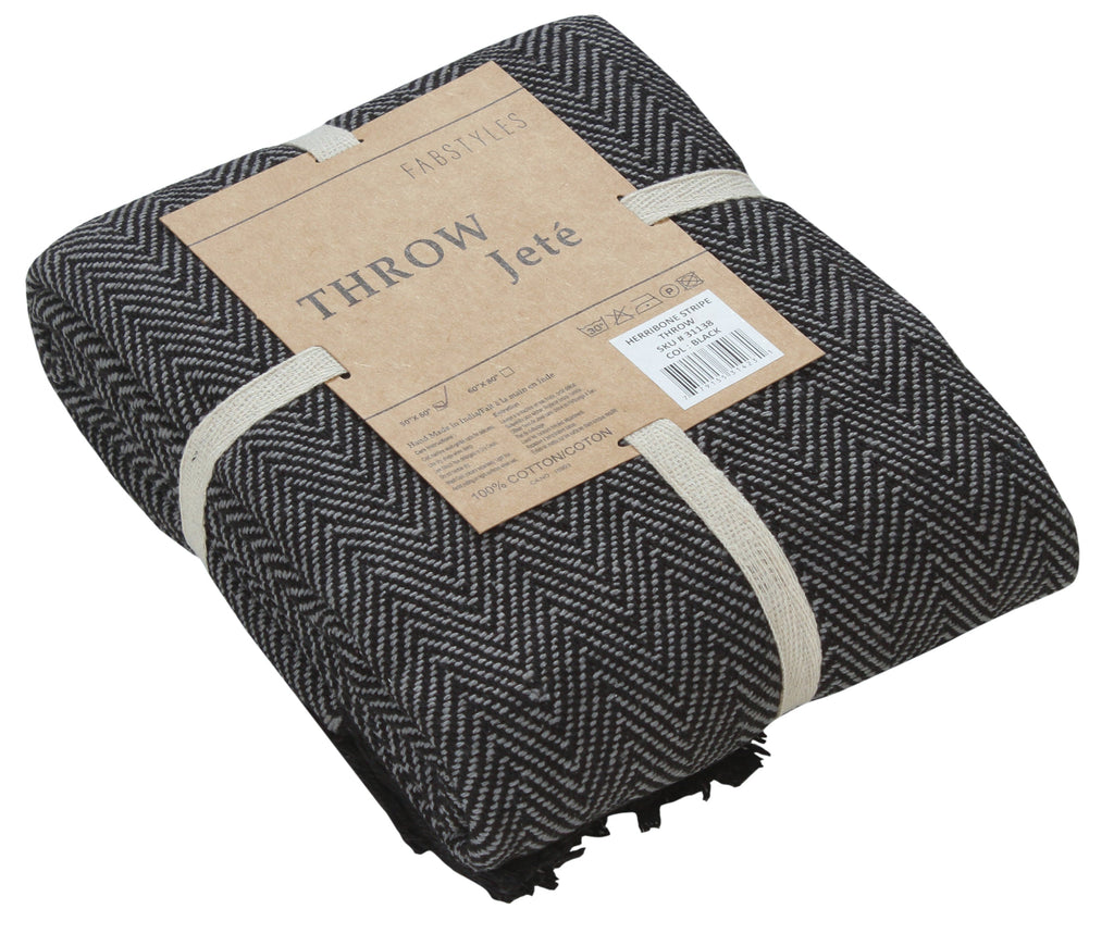 Herringbone Striped Cotton Throws