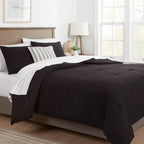 Full/Queen Washed Cotton Sateen Comforter and Sham Set Black - Threshold