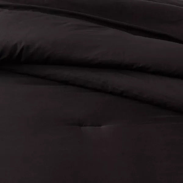 Full/Queen Washed Cotton Sateen Comforter and Sham Set Black - Threshold