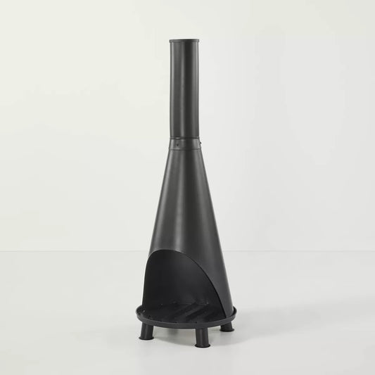 Wood Burning Outdoor Metal Fire Pit Chimenea Black - Hearth & Hand with Magnolia