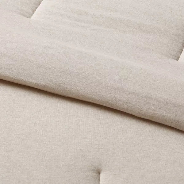 3pc Full/Queen Jersey Comforter and Sham Set Oatmeal Heather - Threshold