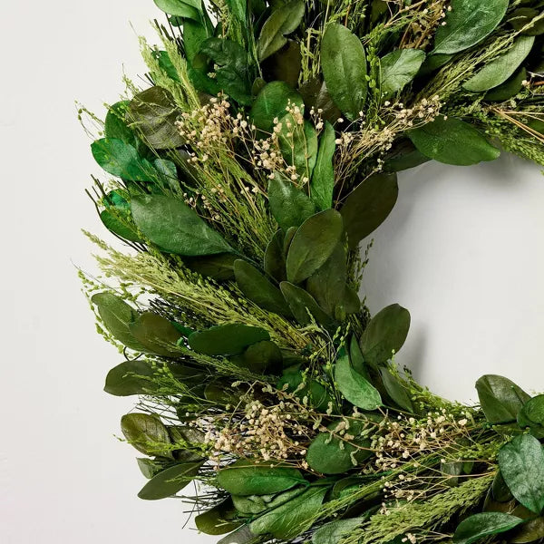 21" Preserved Mixed Leaf and Grass Spring Wreath - Hearth & Hand with Magnolia