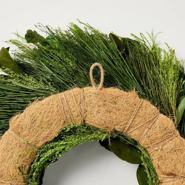 21" Preserved Mixed Leaf and Grass Spring Wreath - Hearth & Hand with Magnolia