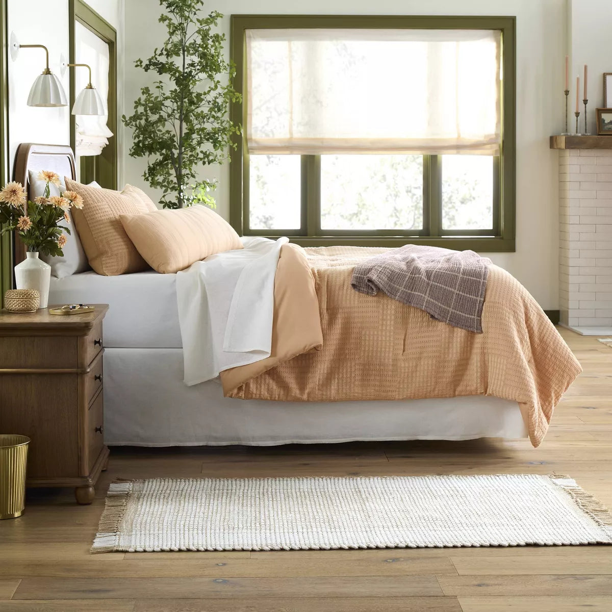 3pc King Woven Textured Squares Comforter Bedding Set Blush - Hearth & Hand with Magnolia