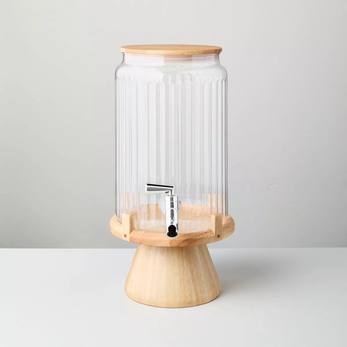 7.7L Fluted Plastic Drink Dispenser with Wood Stand - Hearth & Hand with Magnolia