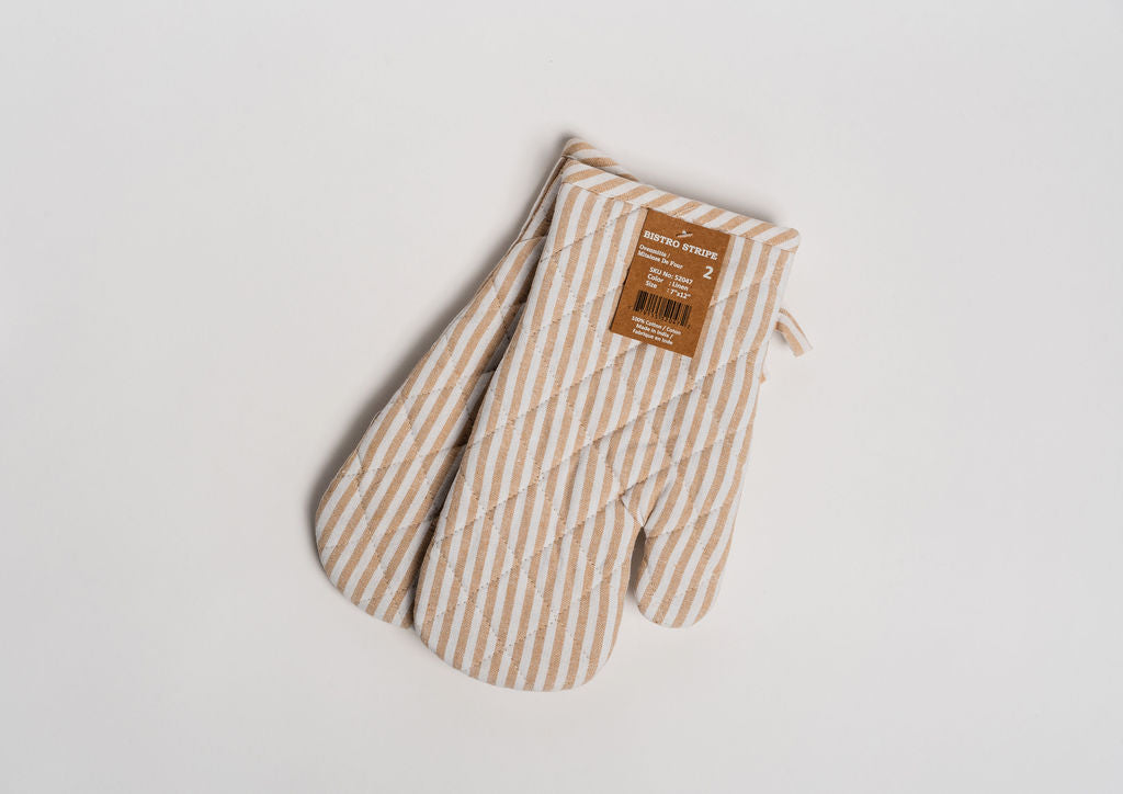 BISTRO STRIPE-OVEN MITTS-SET OF 2