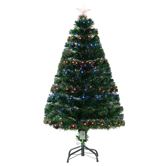 4ft Prelit Artificial Optical Xmas Tree Spruce Hinged Full Tree