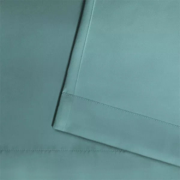 Set of 2 (96"x54") Solid Cabana Grommet Top Light Filtering Curtain Panel Teal