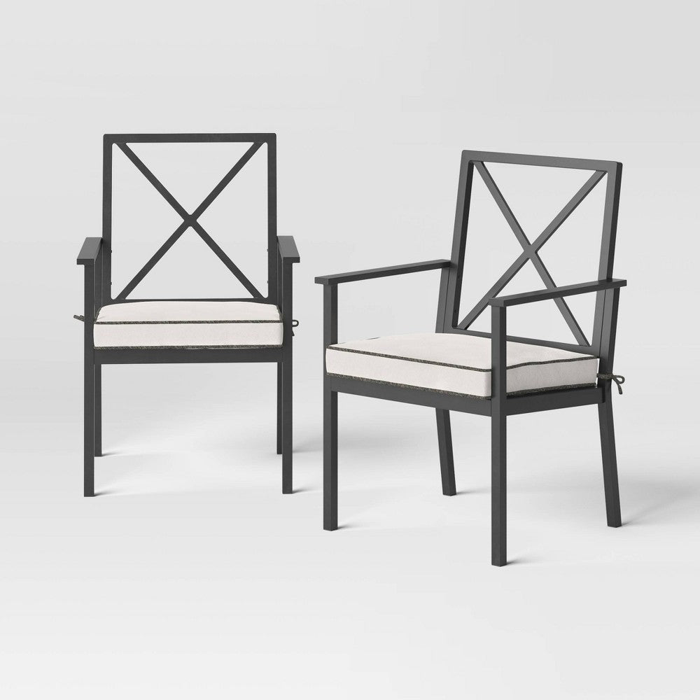 2pc Searsburg Aluminum Outdoor Patio Dining Chairs Arm Chairs Black - Threshold™