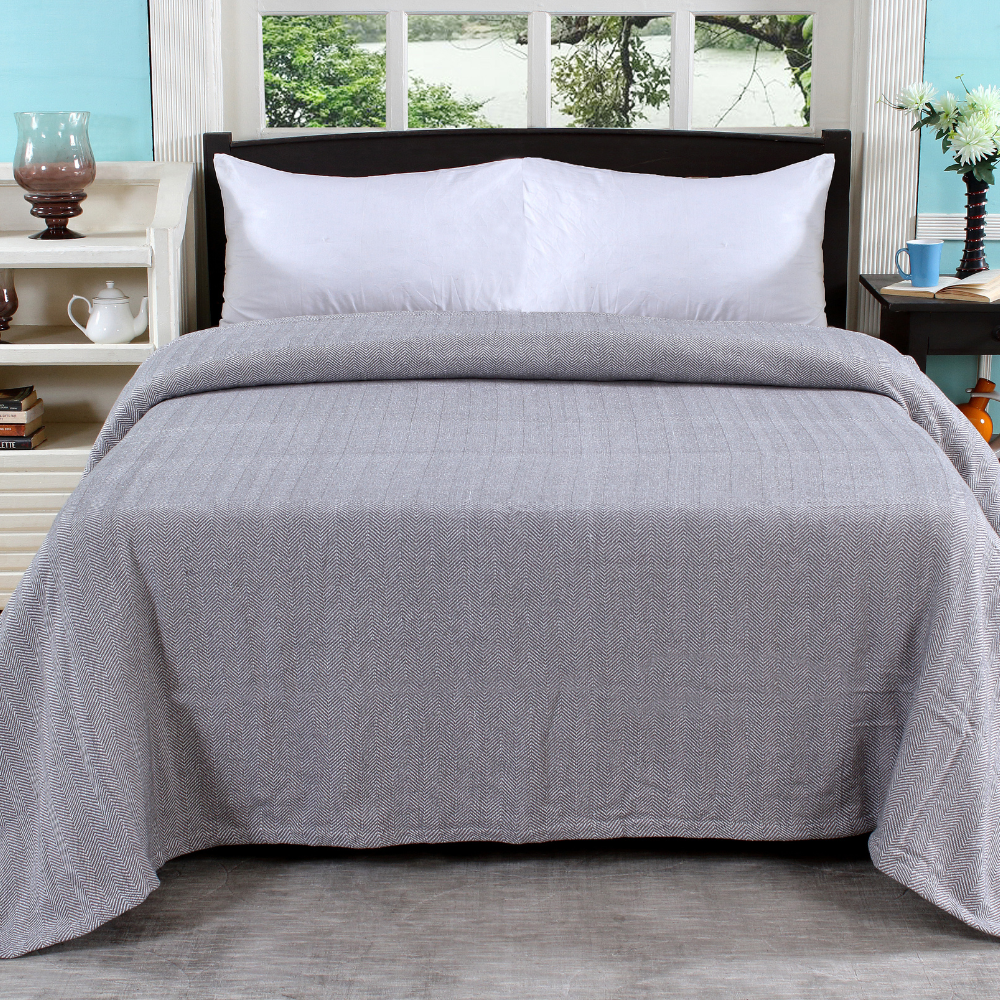 Herringbone Stripe Cotton Blanket