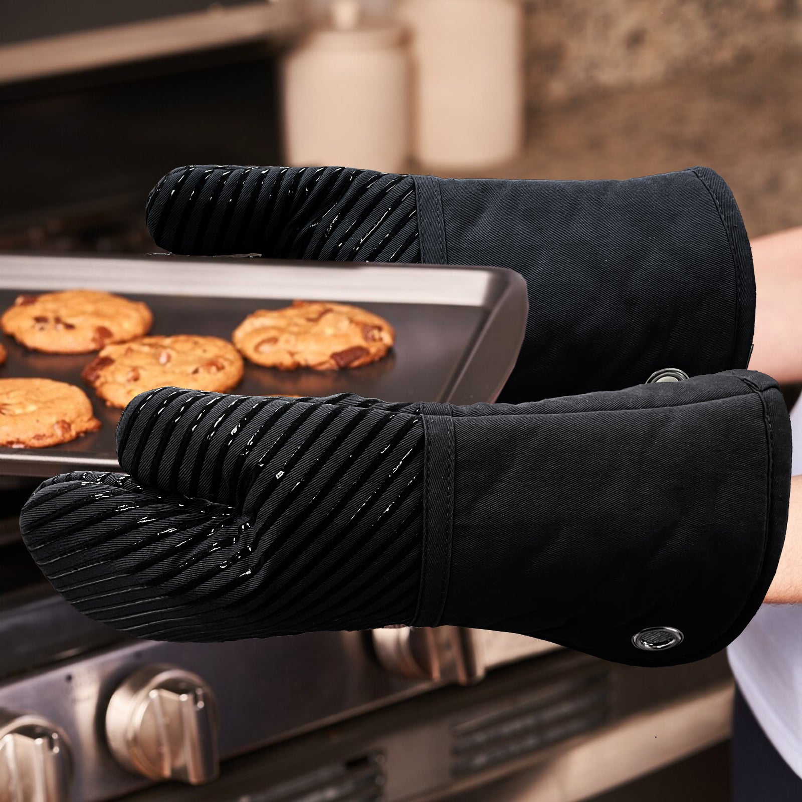 SILICON PRINT OVEN MITT-PAIR