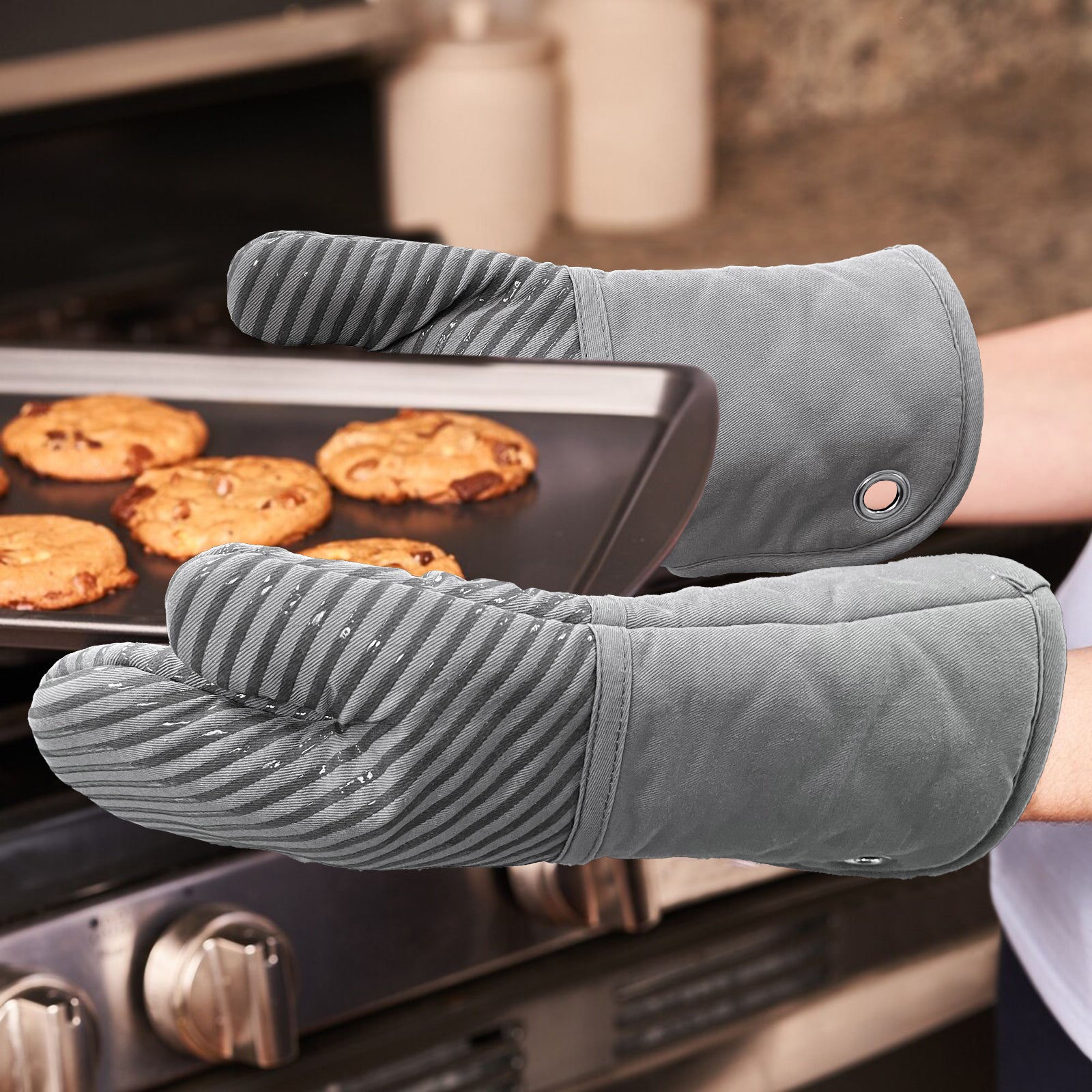 SILICON PRINT OVEN MITT-PAIR