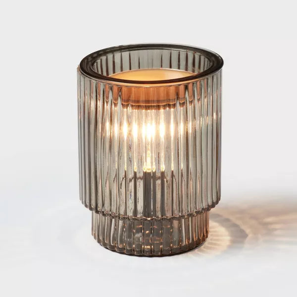 Smoked Ribbed Glass Wax Warmer