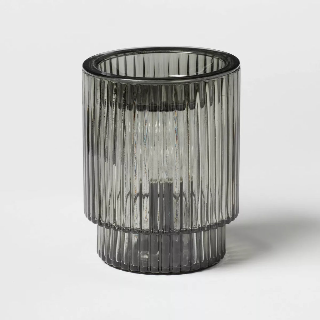 Smoked Ribbed Glass Wax Warmer