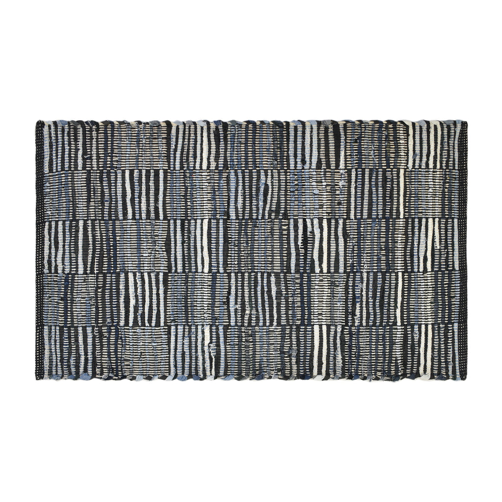 Checkered Denim & Leather Rug