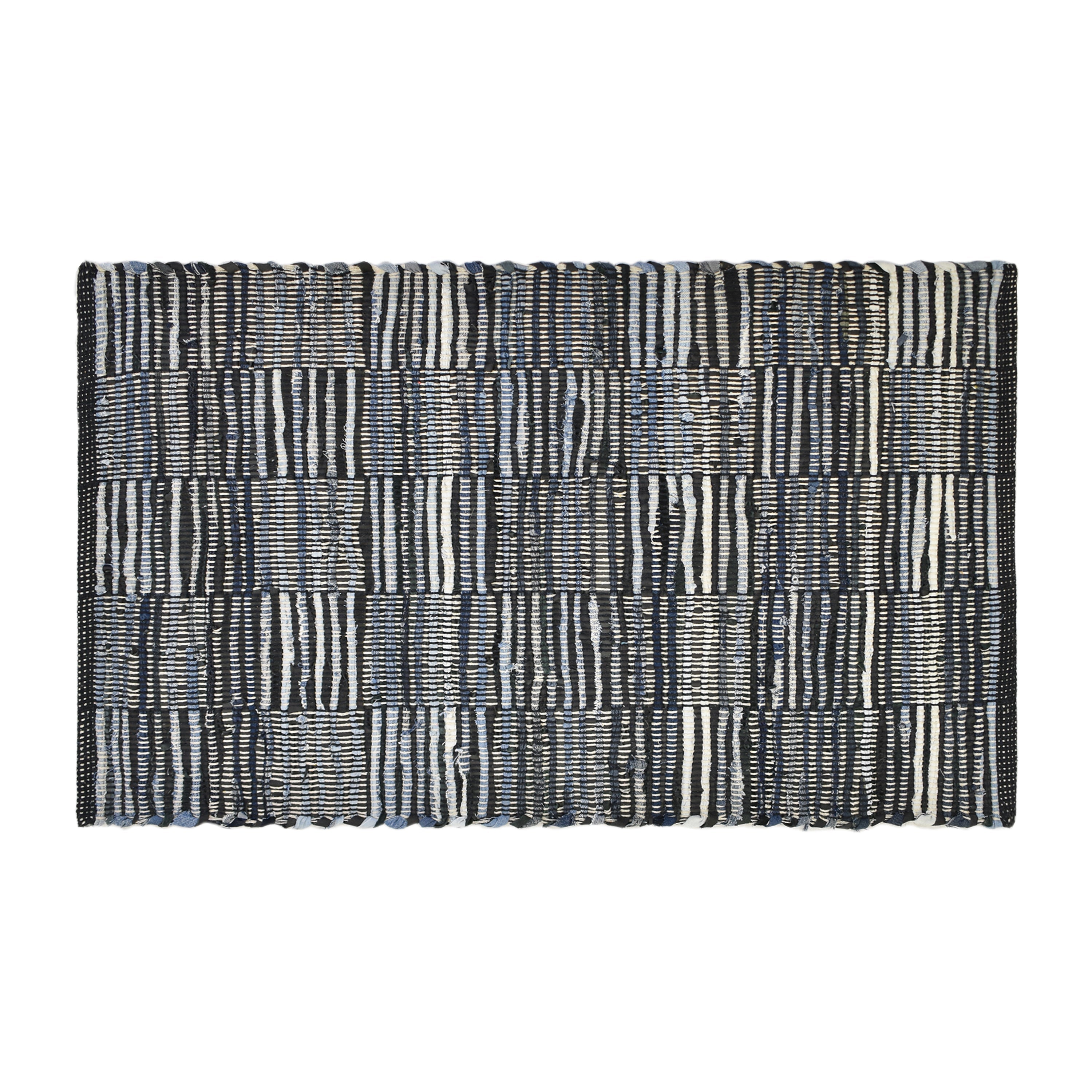 Checkered Denim & Leather Rug
