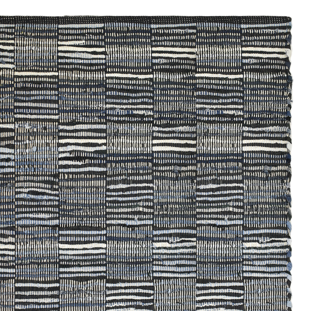Checkered Denim & Leather Rug