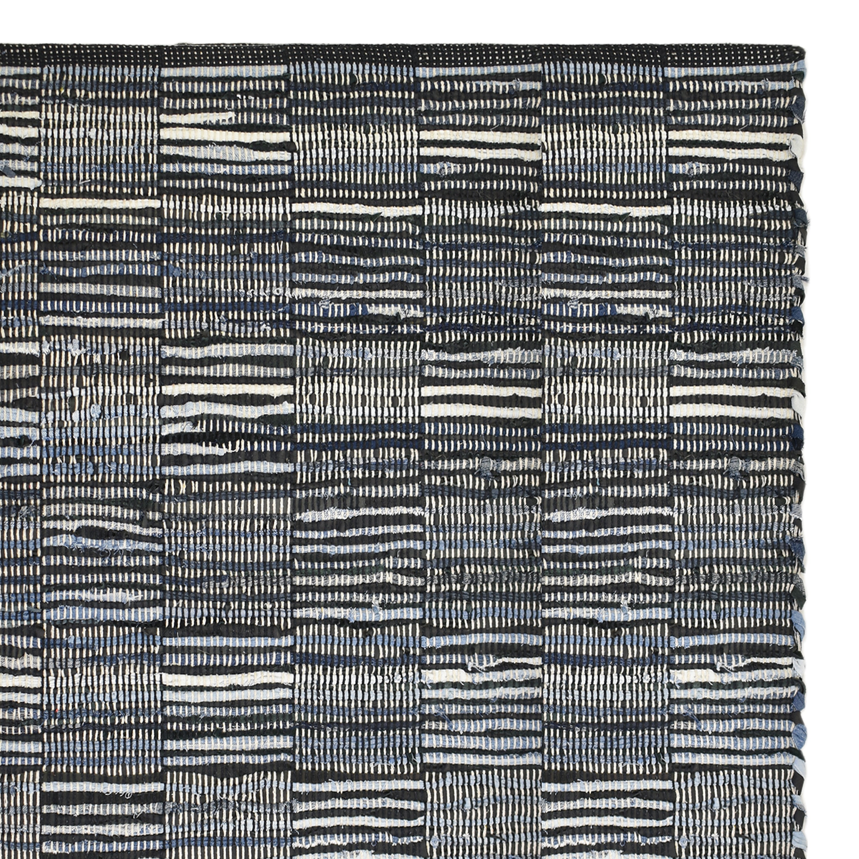 Checkered Denim & Leather Rug