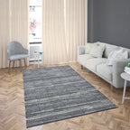 Checkered Denim & Leather Rug