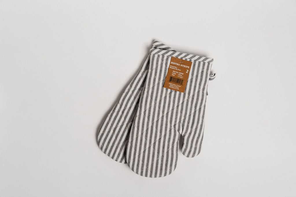 BISTRO STRIPE-OVEN MITTS-SET OF 2