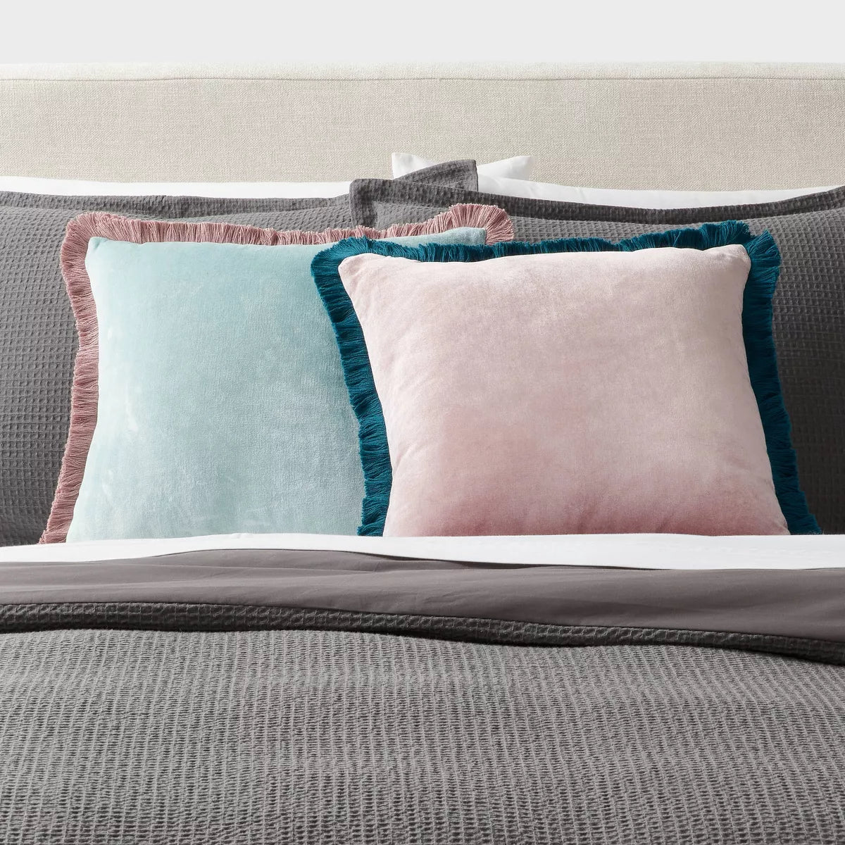 Velvet Contrast Fringe Dec Pillow Square - Threshold