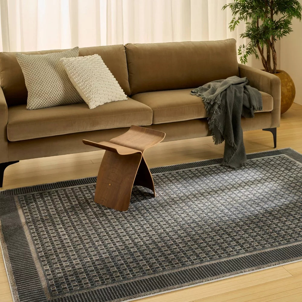 4'x6' Nordic Checker Woven Area Rug Black/Taupe