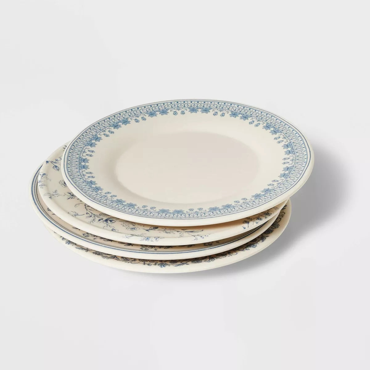 4pc 8.5" Melamine Mixed Pattern Salad Plate Set