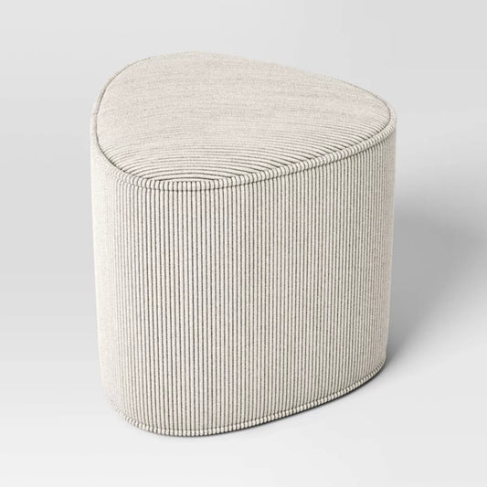 Triangular Shaped Upholstered Corduroy Ottoman