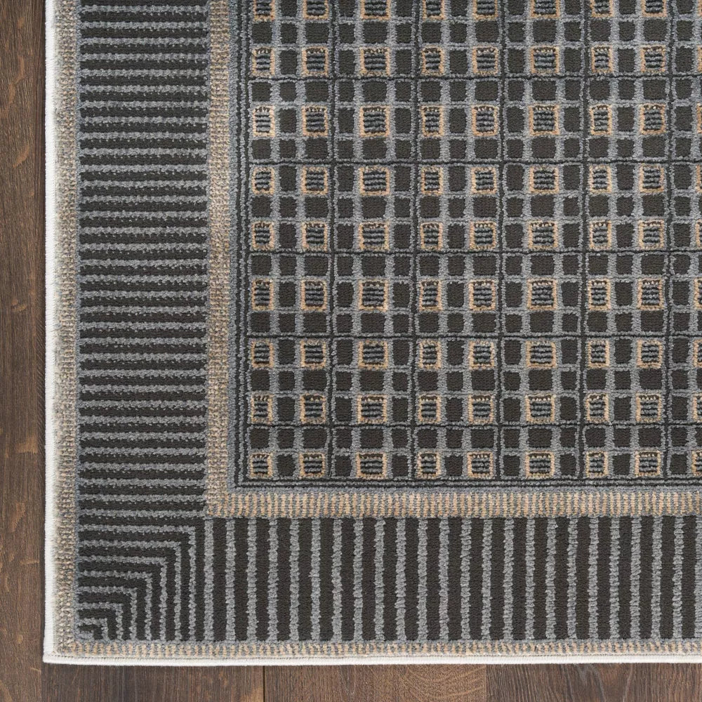 4'x6' Nordic Checker Woven Area Rug Black/Taupe