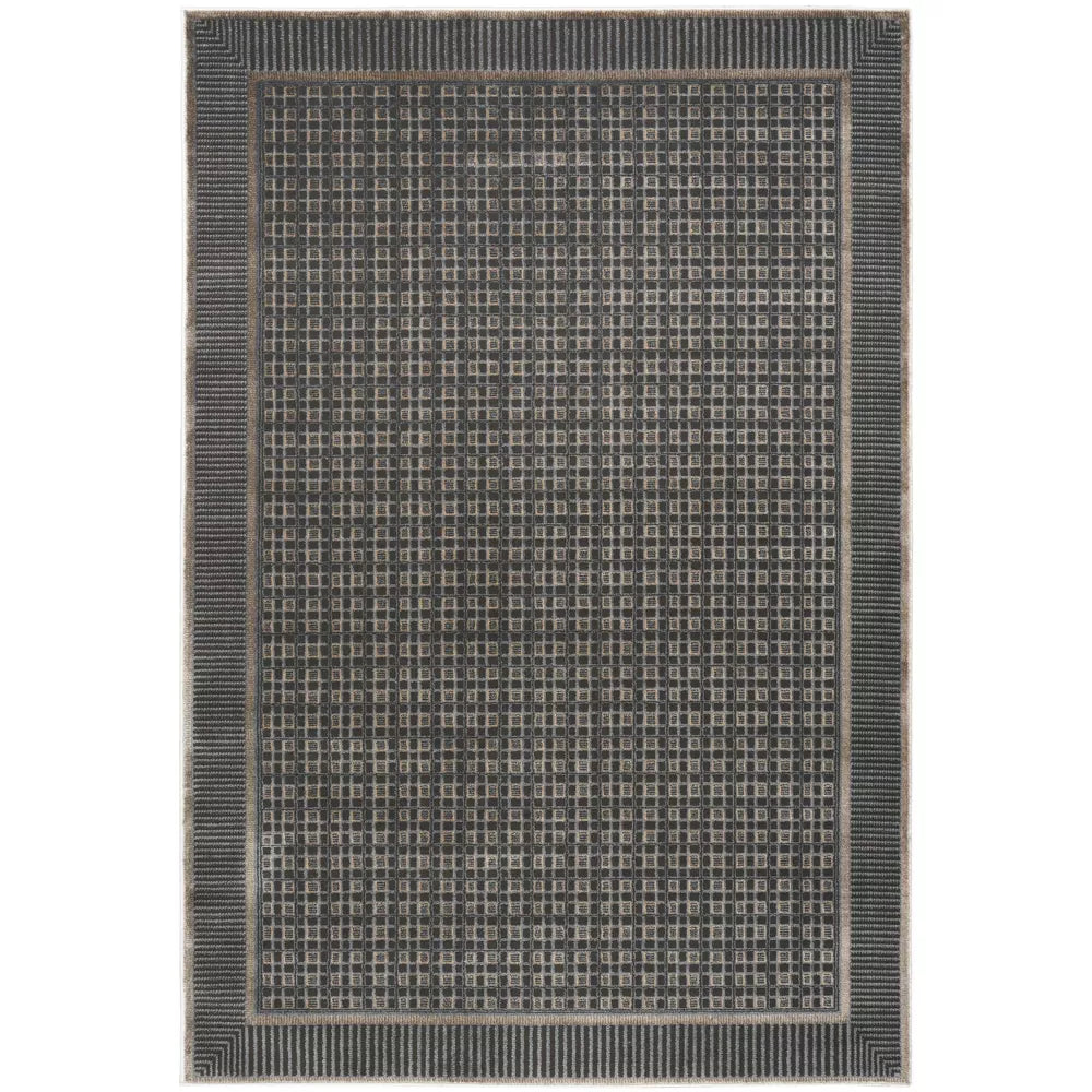 4'x6' Nordic Checker Woven Area Rug Black/Taupe