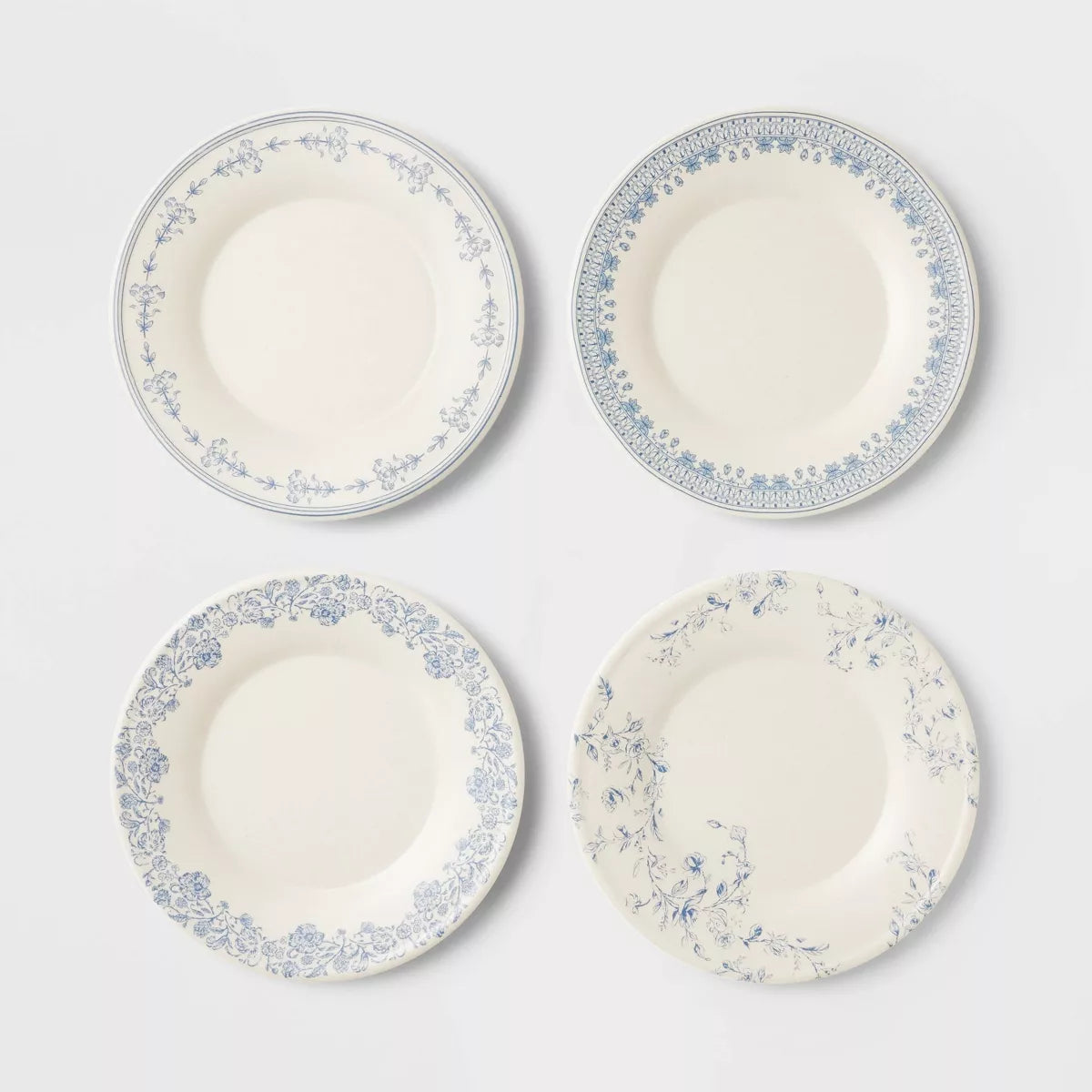 4pc 8.5" Melamine Mixed Pattern Salad Plate Set