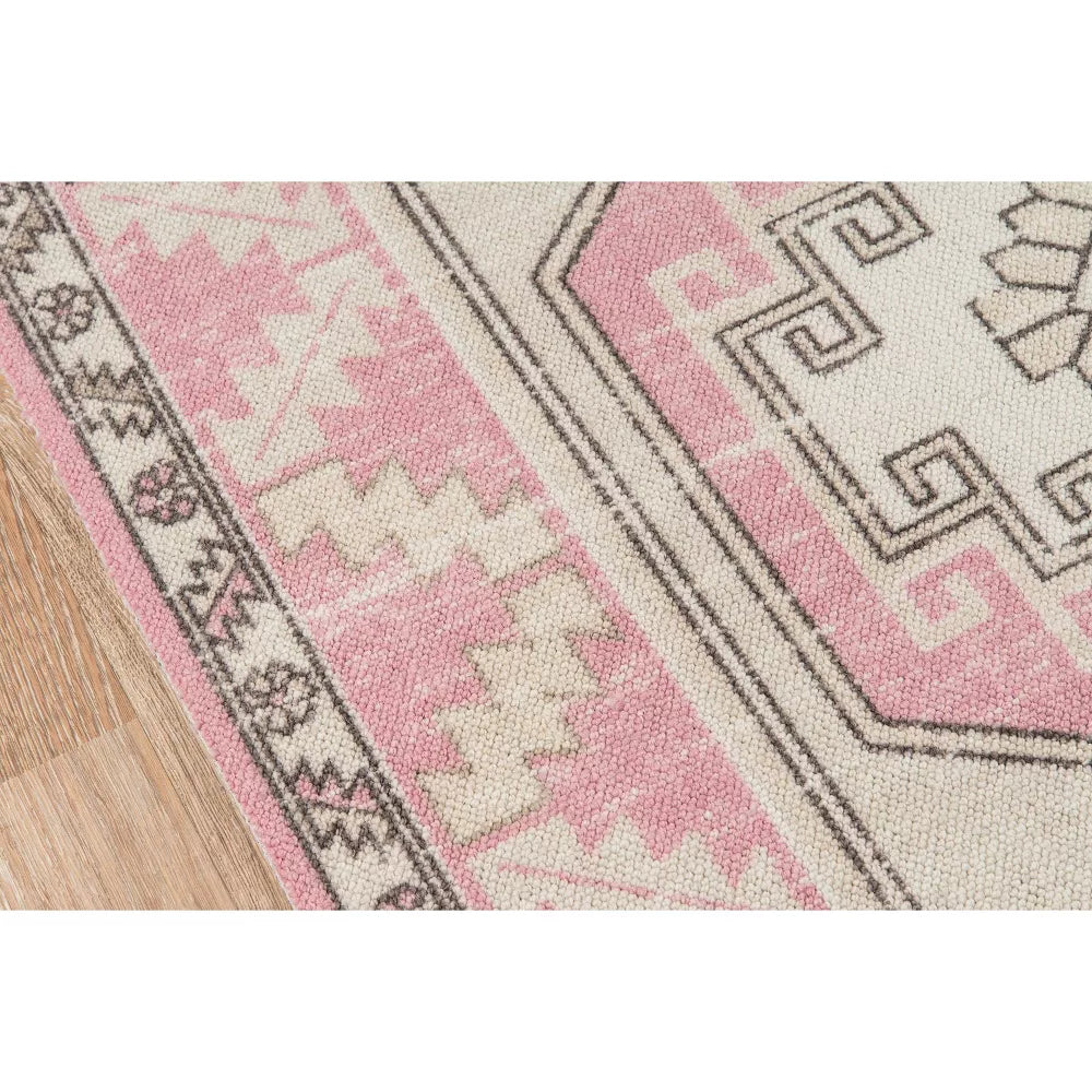 6'6"x9' Anatolia Rylee Medallion Machine Loomed Area Rug Pink: Wool & Nylon, Low Pile, Classic Pattern, Indoor Use