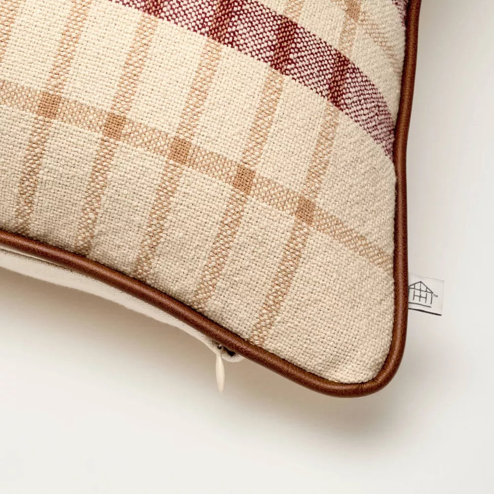 18"x18" Fall Plaid Square Toss Pillow Brown - Hearth & Hand with Magnolia