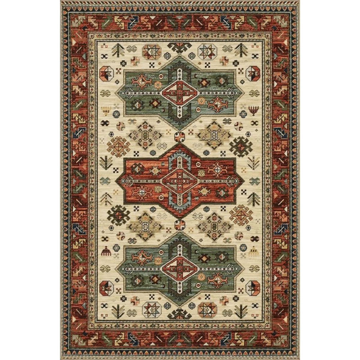 2'6 x 9'10 Green Themed Traditional Motif Patterned Vintage Decorative Rug