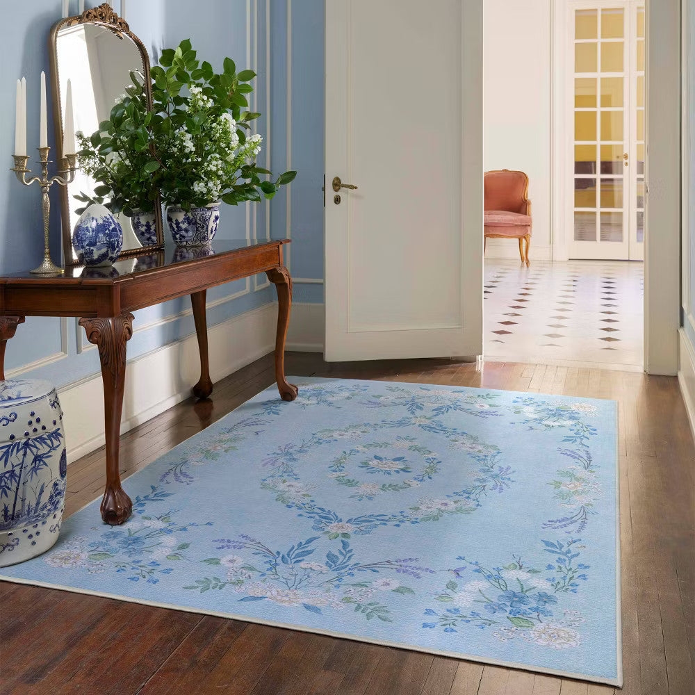 Ruggable 5'x7' Washable Bridgerton Aubrey Hall Garden Area Rug Blue