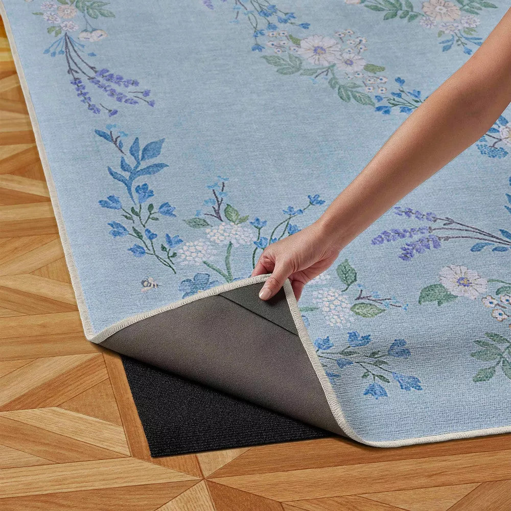 Ruggable 5'x7' Washable Bridgerton Aubrey Hall Garden Area Rug Blue