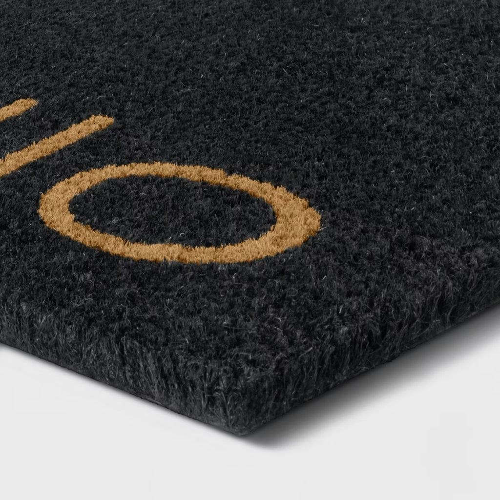 1'6"x2'6"/18"x30" Hello Coir Doormat Black - Threshold