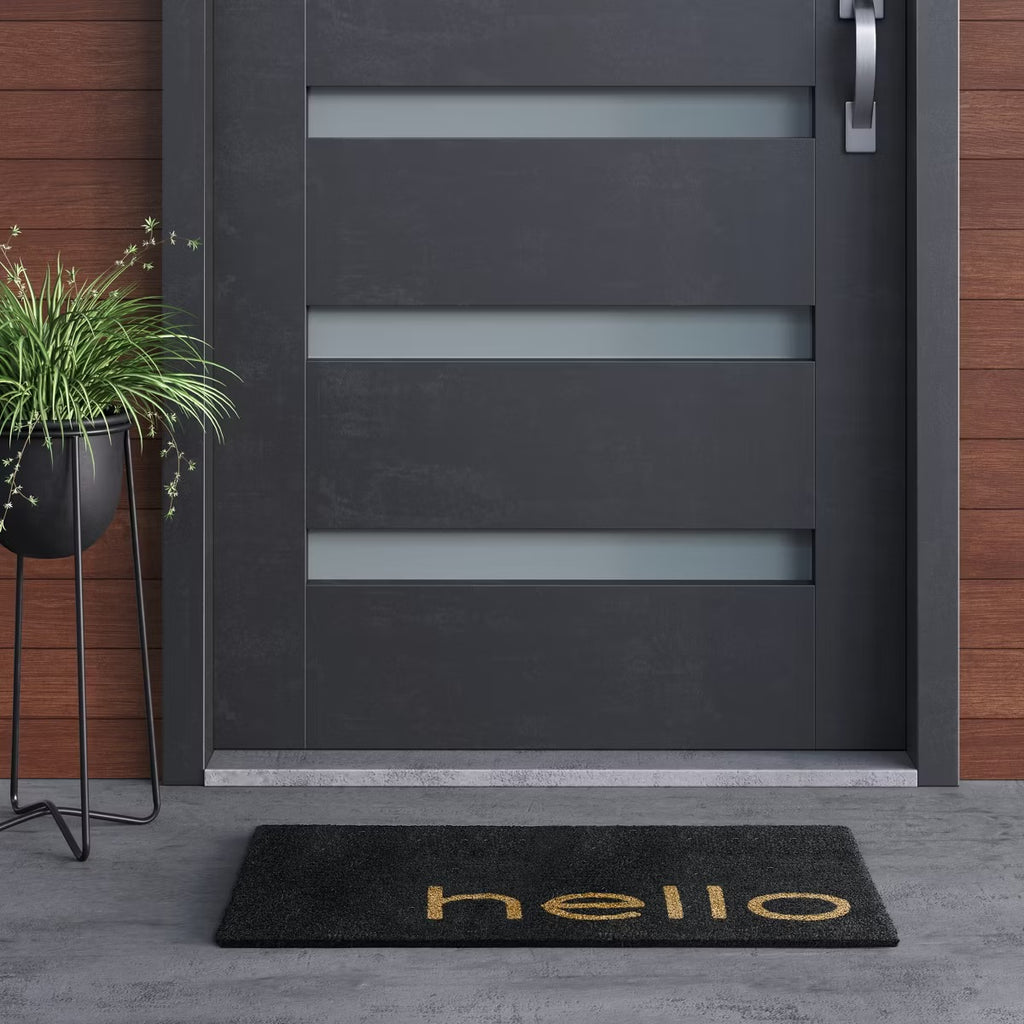 1'6"x2'6"/18"x30" Hello Coir Doormat Black - Threshold