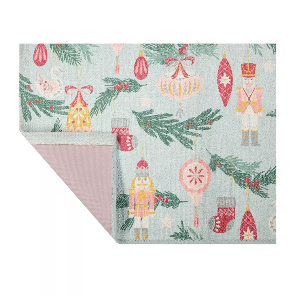 20"x34" Holiday Ornament Variety Scatter Rug Green