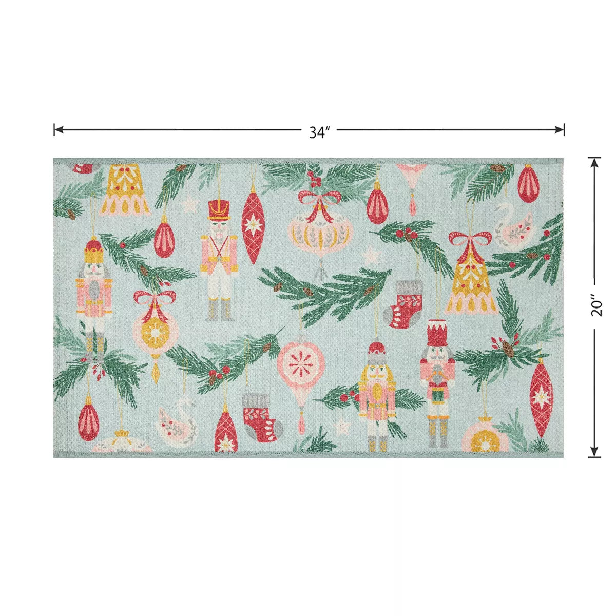 20"x34" Holiday Ornament Variety Scatter Rug Green