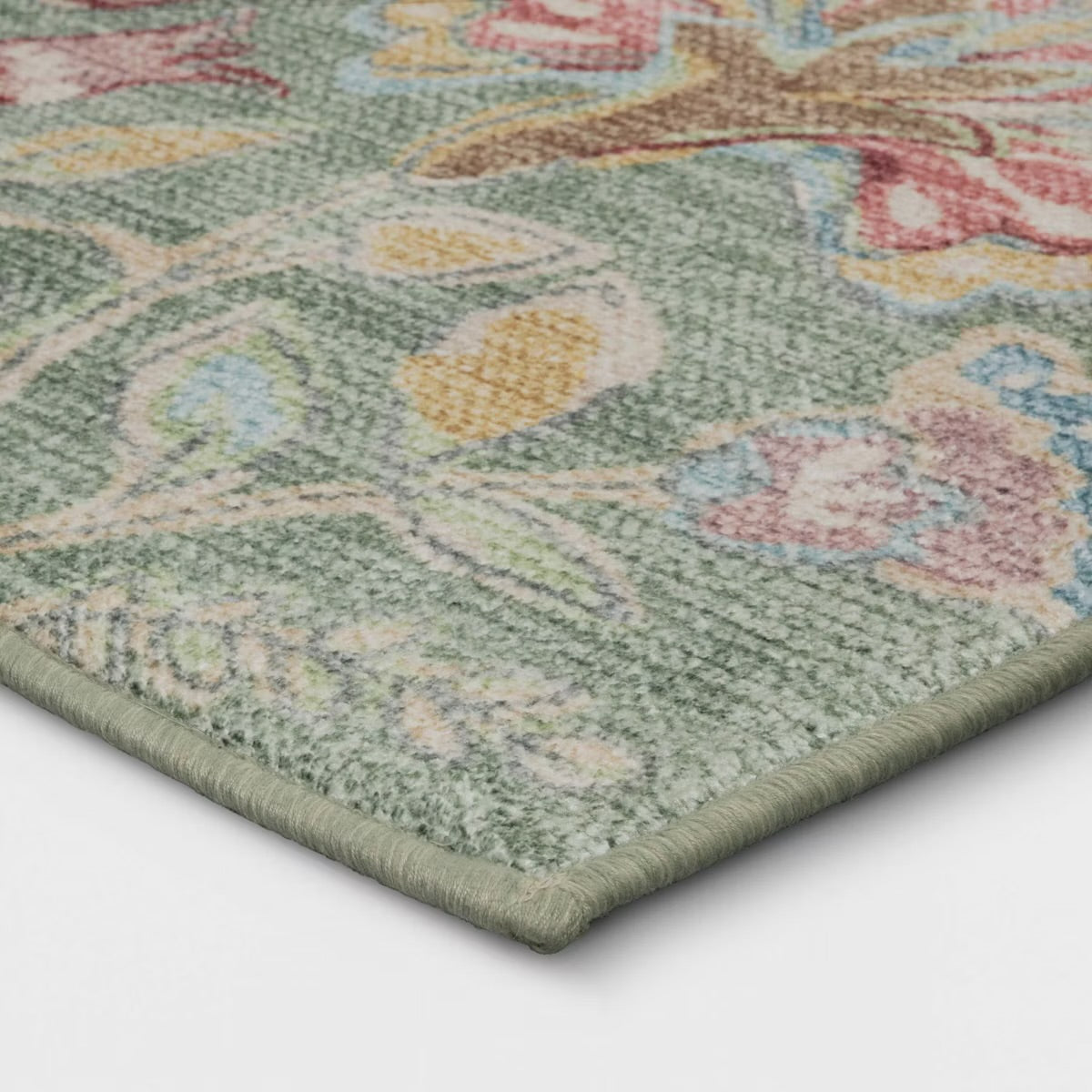 28"x84" Floral Memory Foam Runner Rug Sage Green - Threshold