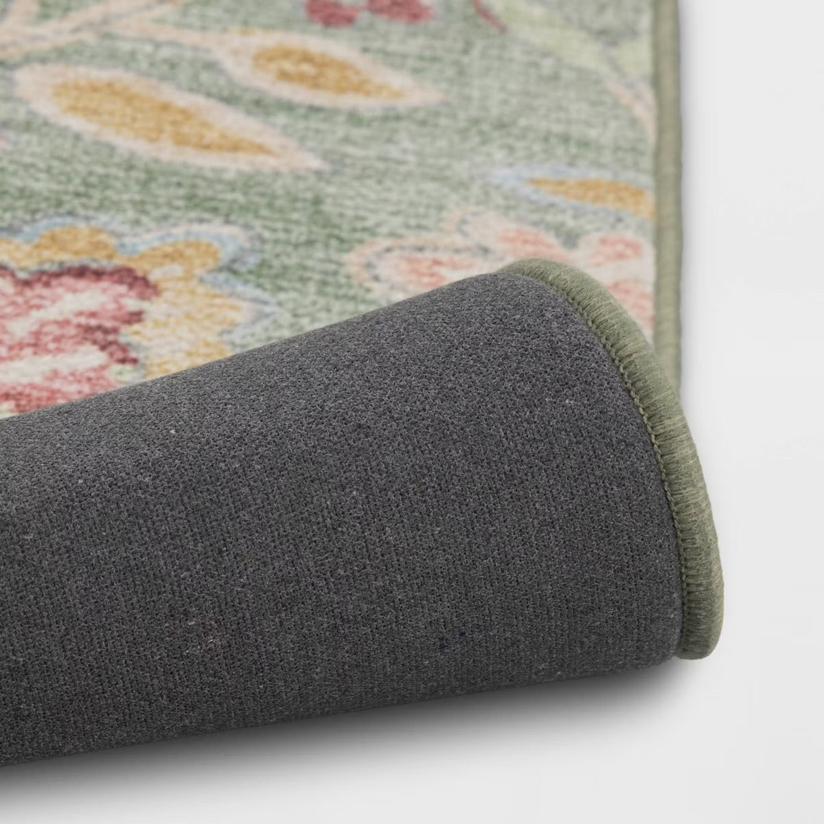 28"x84" Floral Memory Foam Runner Rug Sage Green - Threshold