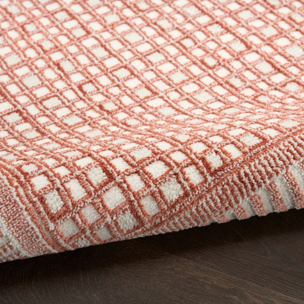 2'x6' Checkered Nordic Runner Rug Brick/Ivory