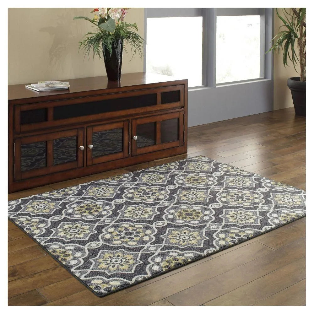 2'6"X3'10" Washable Rowena Accent Rug Charcoal Gray - Threshold
