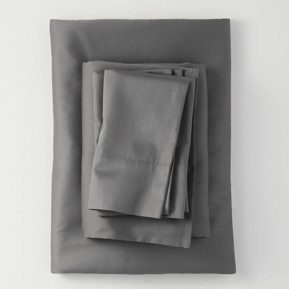 Full 300 Thread Count Temperature Regulating Solid Sheet Set Dark Gray - Casaluna